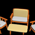 Simple Style Furniture Set With Orange Frame Sofa Two Chairs And Cream Colored Seats