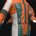 Green Orange Gray Jumpsuit Two Piece Set With Sleeved Full Length Patched Design