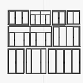 Various Modern Window Designs With Black Frames And Different Home Styles 3d model