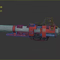 Futuristic Mechanical Weapon With Red And Silver Metallic Finish And Cannon Barrel