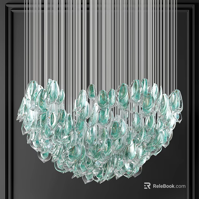 Elegant Crystal Chandelier With Transparent Glass Elements And Modern Design For Interior Decor 3d model 