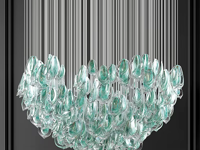 Elegant Crystal Chandelier With Transparent Glass Elements And Modern Design For Interior Decor 3d model