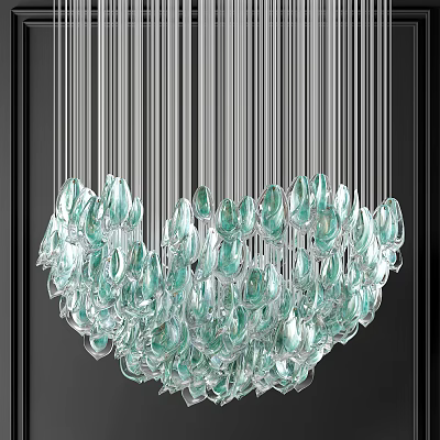 Elegant Crystal Chandelier With Transparent Glass Elements And Modern Design For Interior Decor 3d model