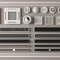 Various Types of Air Conditioner Vents in White and Black Decorative Design