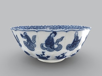 Chinese Porcelain Bowl Blue and White Porcelain Ceramic Utensils Cultural Relics and Antiques model