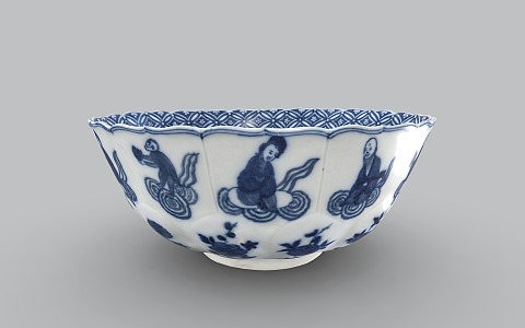 Chinese Porcelain Bowl Blue and White Porcelain Ceramic Utensils Cultural Relics and Antiques 3d model