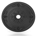 Black Round Ceiling Medallion With Intricate Decorative Patterns And Central Hole 3d model