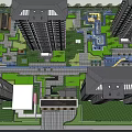 Residential Landscape With High Rise Buildings Lush Greenery And Central Courtyard
