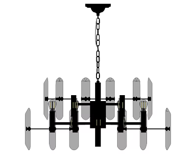 Modern Chandelier With Chain Multiple Bulbs And Transparent Glass Shades 3d model