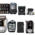 Modern Kitchen Appliances With Various Automatic Coffee Makers And Stylish Designs 3d model