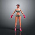Game Movie Character Female Boxer Wearing Sportswear With Red Boxing Gloves And Shoes