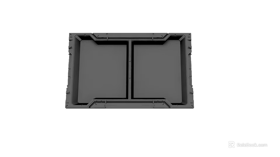 Black Plastic Double Compartment Tray with Reinforced Edges and Sturdy Structure for Storage or Organization 3d model 
