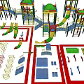 Colorful Kids Playground Equipment With Slides Climbing Structures And Safety Mats