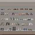 Neatly Arranged Various Style Shoes On Well Lit Modern Shelves