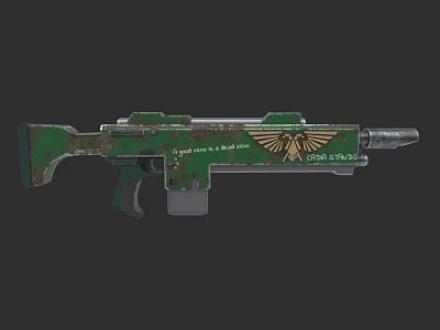 Green Camo Military Weapon Featuring Golden Eagle Emblem And Orbital Strike 3d model