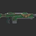 Green Camo Military Weapon Featuring Golden Eagle Emblem And Orbital Strike