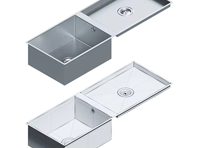 Stainless Steel Kitchen Sink With Single Bowl And Removable Cover Modern Design 3d model