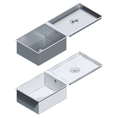 Stainless Steel Kitchen Sink With Single Bowl And Removable Cover Modern Design 3d model