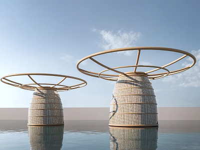 Landscape Pavilion Bamboo Pavilion Village Pavilion 3d model