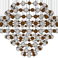 Modern Chandelier With White And Gold Spherical Glass Orbs Hanging In Cluster Design