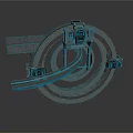 Mechanical Circular Metal Structure With Curved Track And Industrial Components