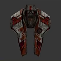 Futuristic Sci-Fi Spaceship With Red Silver Color Scheme Wing Structure And Round Cockpit