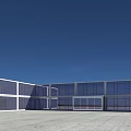 Modern Container Building With Large Glass Windows And Multi Storey Structure 3d model