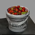 Fresh Ripe Strawberries in White Bucket with Best Berries Label
