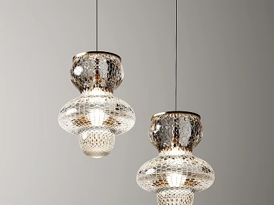 Modern Layered Textured Glass Pendant Lights With Decorative Hanging Design Fixture 3d model