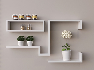 Nordic Partition Wall Hanging Bookshelf Cream Style Storage Bookshelf Wall Storage Rack Decorative Rack 3d model