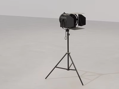 Professional Studio Lighting With Black Tripod Stand And Barn Doors 3d model