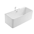 Freestanding White Bathtub with Chrome Faucet and Control Knobs Modern Bathroom Design 3d model