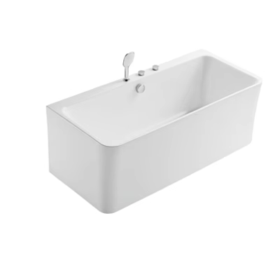 Freestanding White Bathtub with Chrome Faucet and Control Knobs Modern Bathroom Design 3d model