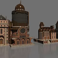 European Architecture 3D Models Featuring Dome Tower Arched Windows And Red Brick