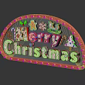 Red And White Arched Christmas Decorative Sign With Gingerbread Man Snowflake Tree Sleigh