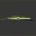 Cartoon Scene Of Round Fortress With Green Grass Pathway And White Circular Wall Entrance