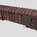 Old Rusty Freight Train Car With Wooden Structure And Metal Frame 3d model