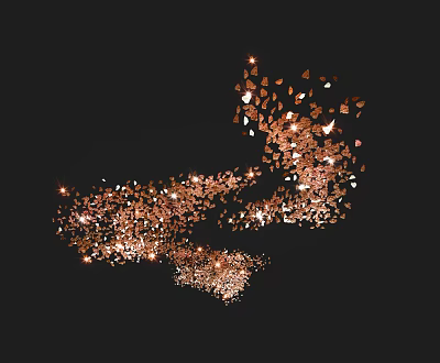 Modern Artistic Chandelier Design Featuring Golden Fragmented Pieces And Illuminated Lights 3d model