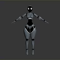 Female Humanoid Robot With Silver Metallic Body And Biomechanical Streamlined Design