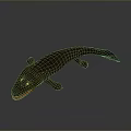 Ancient Aquatic Creature Sculpture With Brown Textured Surface And Elongated Body