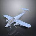 Small Gray Aircraft Model With Two Propellers And Mounts Under Wings On Dark Reflective Background 3d model