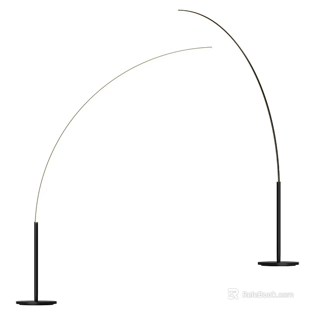 Modern Minimalist Arc Floor Lamp with Stable Base and Sleek Design 3d model 