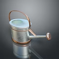 Durable Metal Watering Can With Copper Handle Silver Body Transparent Lid And Spout