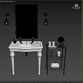White Pedestal Bathroom Sink With Mirror Brass Wall Lamps And Glass Shelf