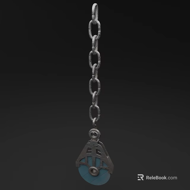 Robust Industrial Equipment With Silver Chain And Blue Metal Components 3d model 