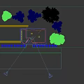 Modern Community Service Station With Information Display Green Plants And Roadside Design