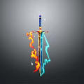 Vibrant Mythical Sword Design With Flame Effects And Lightning Elements