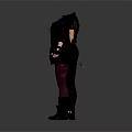 Men's Black Leather Outfit Displayed In Three Different Angles With Boots And Gloves