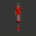 Red Steampunk Mechanical Gun with Gear Details Barrel and Vintage Grip Design