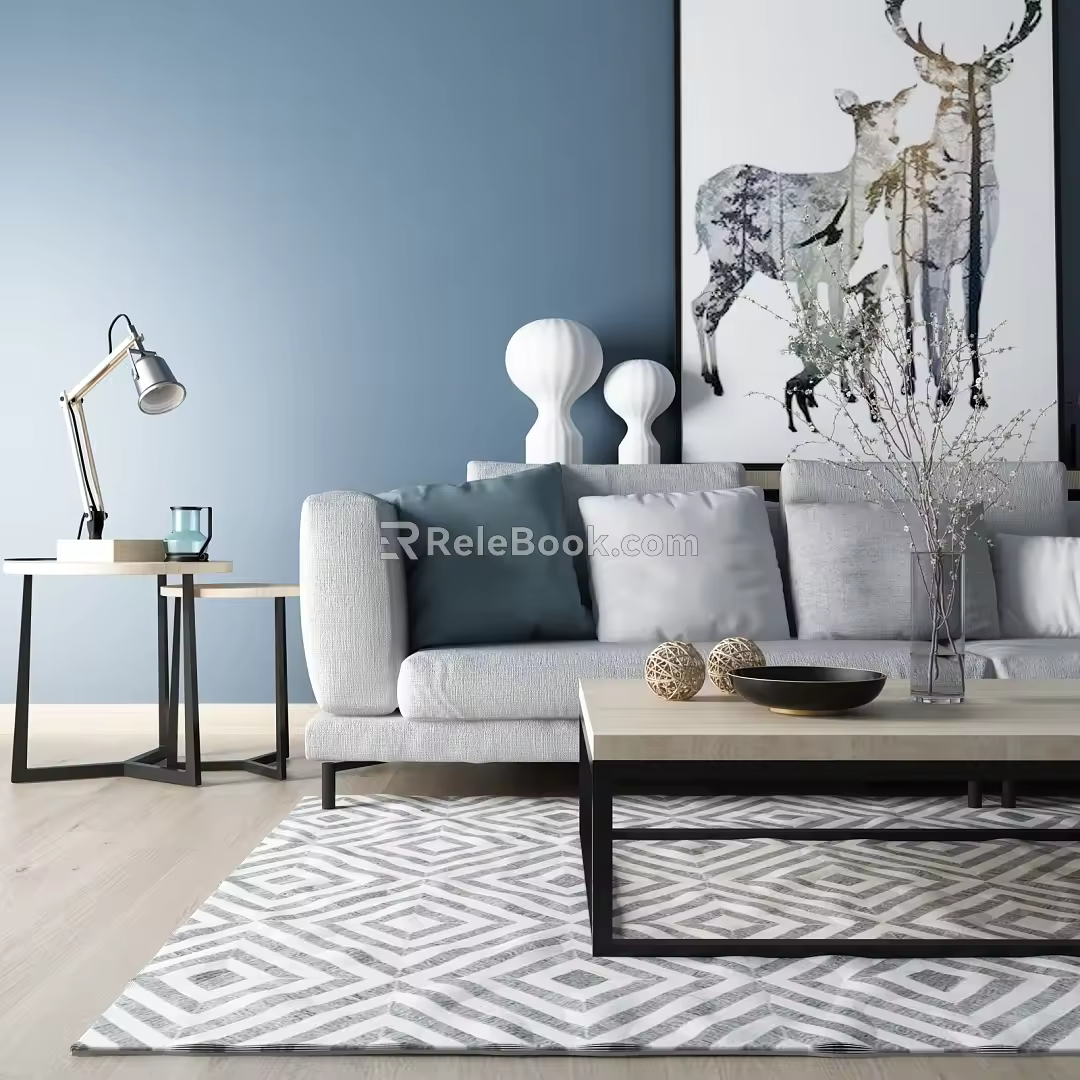 Nordic Double Sofa Combination 3d model